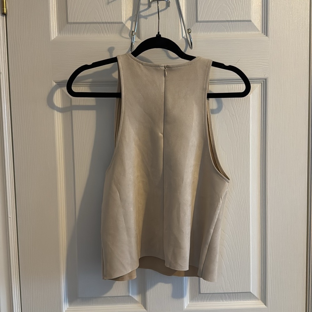 NWT Zara faux suede beige top - Picture 2 of 2